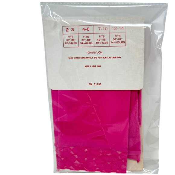 Golden Legs Girls Opaque Footless Tights With Capri Lace Size 12-14 Pink - Picture 2 of 2